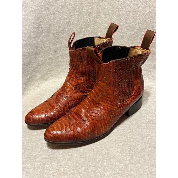 Excelsior Handcrafted Women’s Size 8.5 Western Cowboy Snakeskin Booties Mexican - Picture 1 of 8